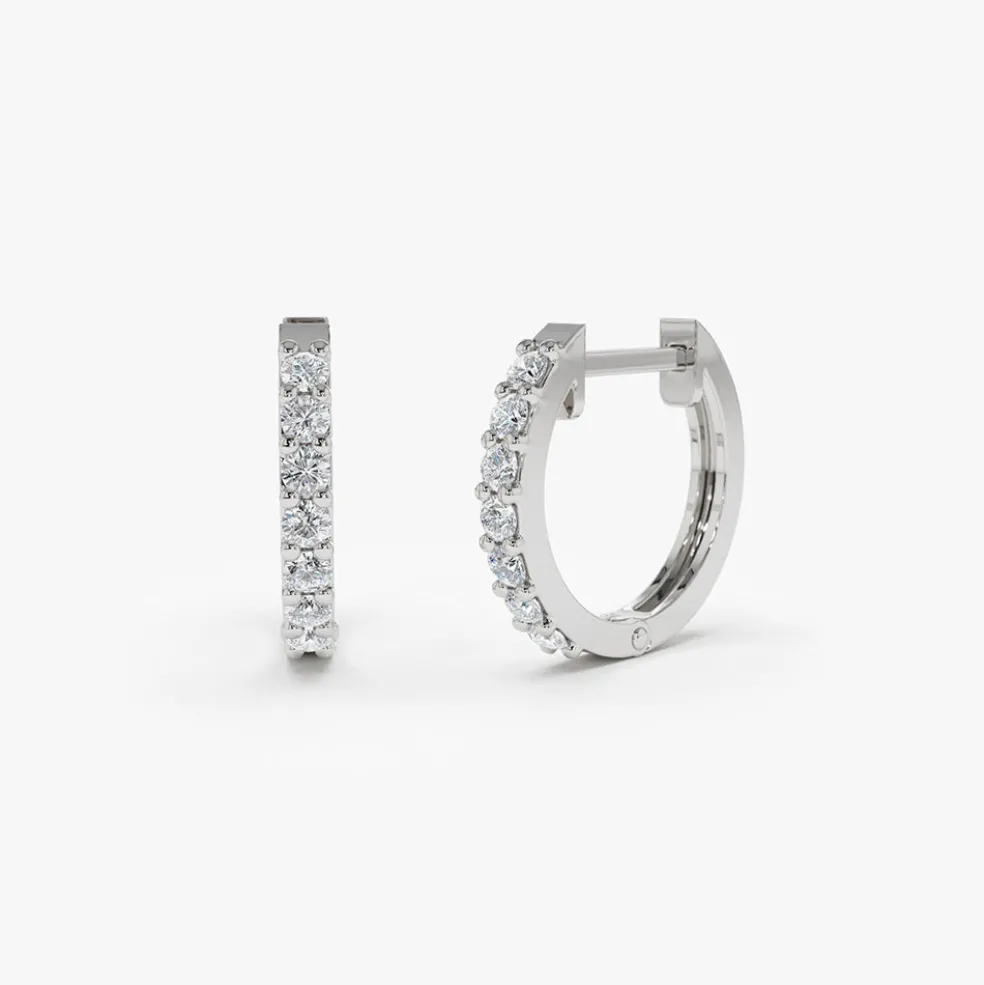14K Gold Diamond Hoop Earrings