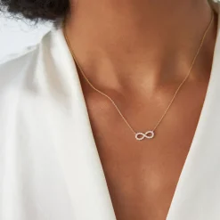 14K Gold Diamond Infinity Necklace