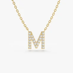 14K Gold Diamond Initial Necklace