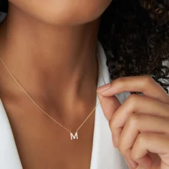 14K Gold Diamond Initial Necklace
