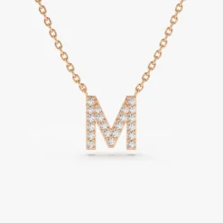14K Gold Diamond Initial Necklace