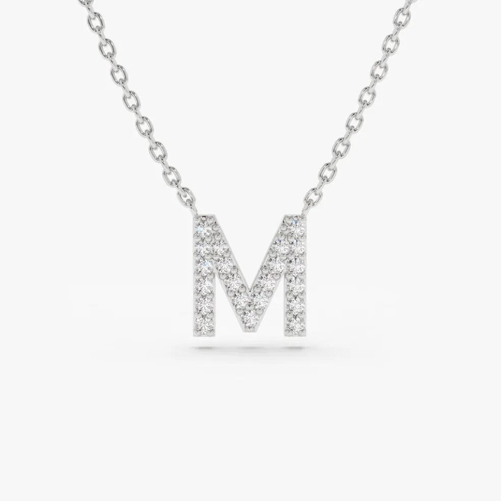 14K Gold Diamond Initial Necklace