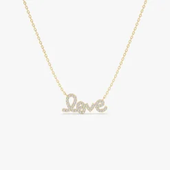 14k Gold Diamond Love Necklace