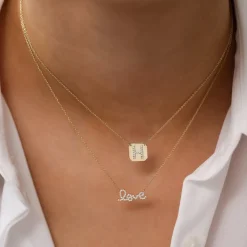 14k Gold Diamond Love Necklace