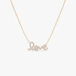 14k Gold Diamond Love Necklace