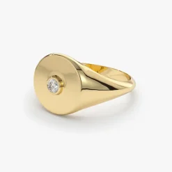 14K Gold Diamond Pinky Signet Ring