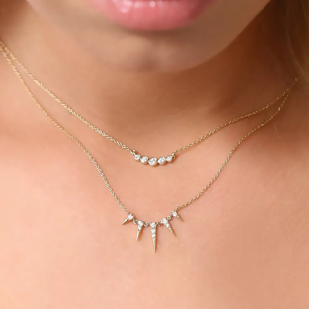 14K Gold Diamond Spike Necklace