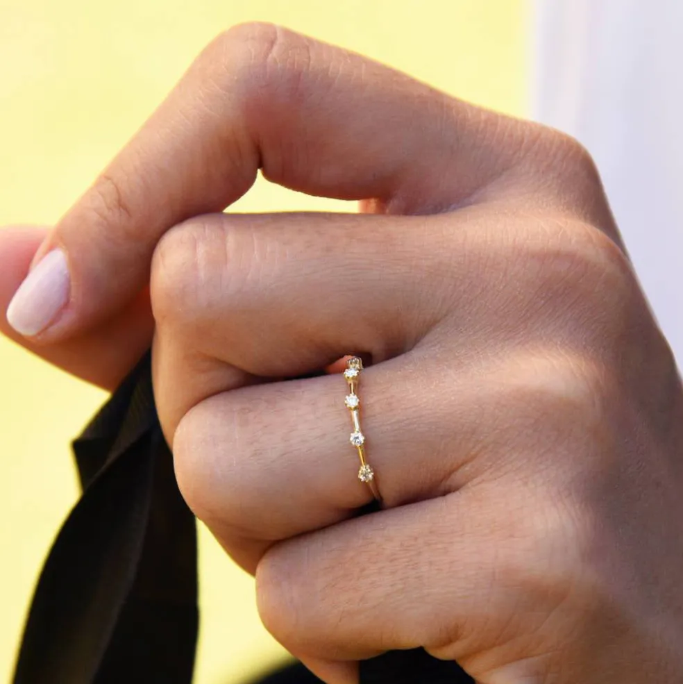 14k Gold Diamond Stacking Ring