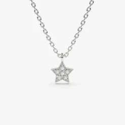 14K Gold Diamond Star Charm Necklace