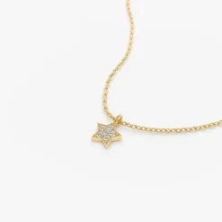 14K Gold Diamond Star Charm Necklace