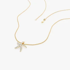 14k Gold Diamond Starfish Charm Pendant