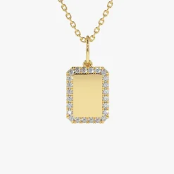 14K Gold Diamond Tag Initial Necklace