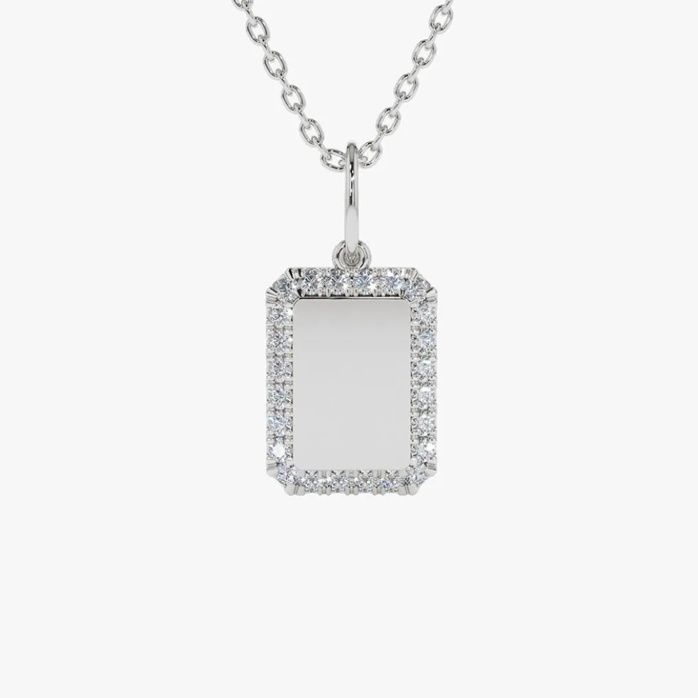 14K Gold Diamond Tag Initial Necklace