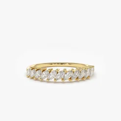 14K Gold Domino Marquise Wedding Band