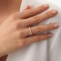 14K Gold Domino Marquise Wedding Band