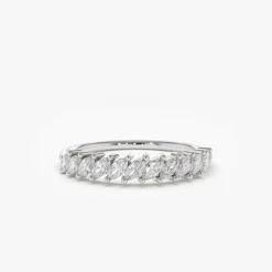 14K Gold Domino Marquise Wedding Band