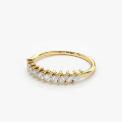 14K Gold Domino Marquise Wedding Band