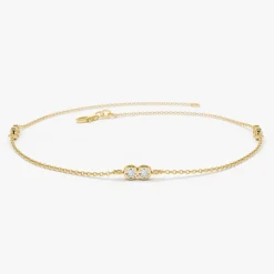 14K Gold Double Diamond Station Bracelet