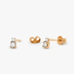 14K Gold Double Diamond Studs