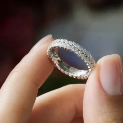 14k Gold Double Row Marquise Diamond Anniversary Ring
