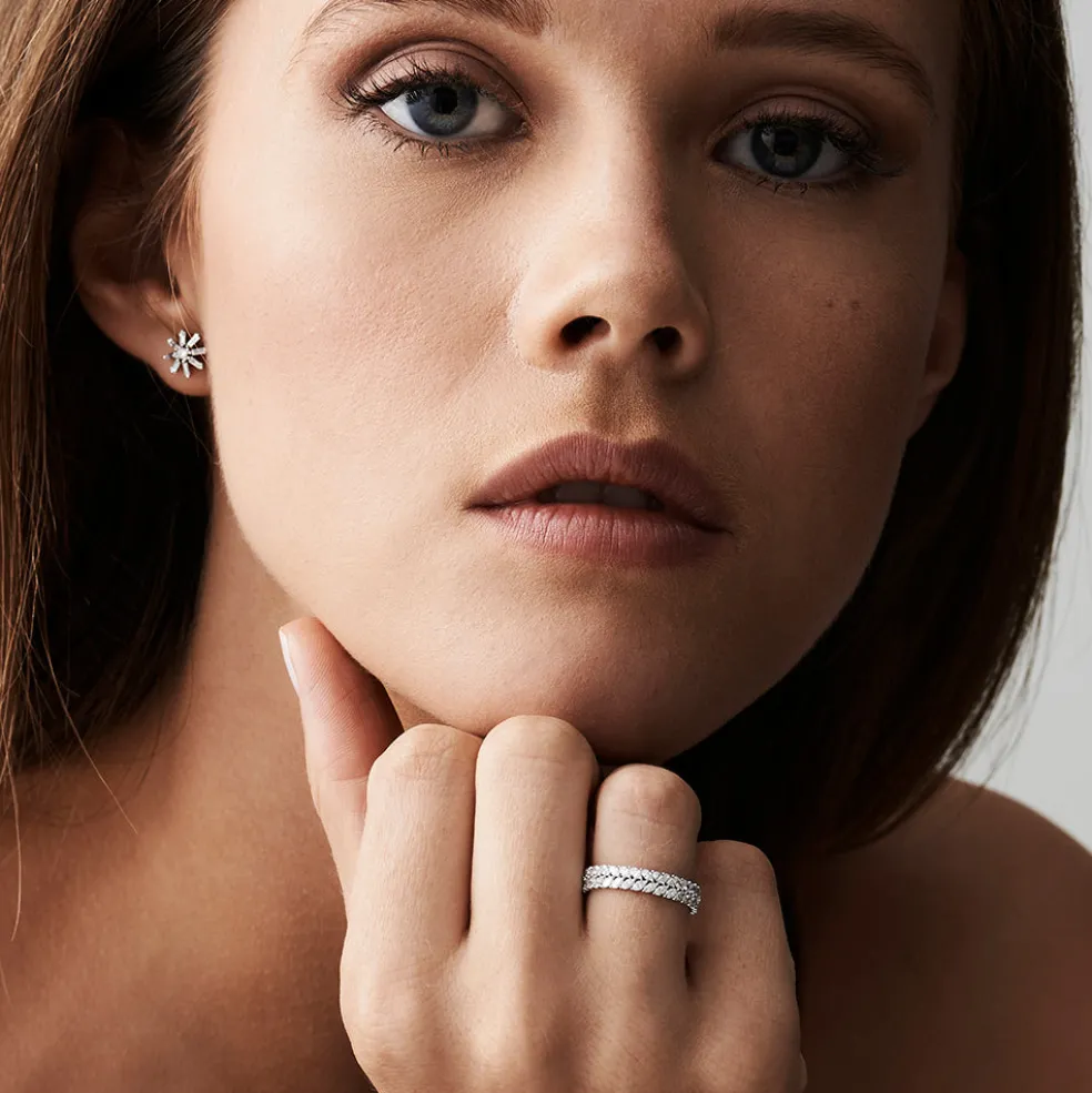 14k Gold Double Row Marquise Diamond Anniversary Ring