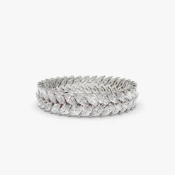 14k Gold Double Row Marquise Diamond Anniversary Ring