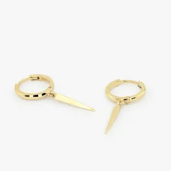 14K Gold Drop Single Spike Earrings