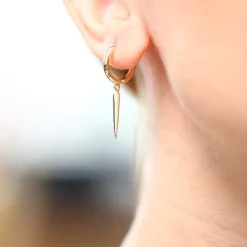 14K Gold Drop Single Spike Earrings