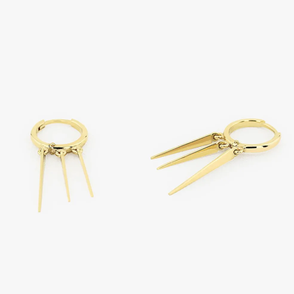 14K Gold Drop Trendy Spike Earrings