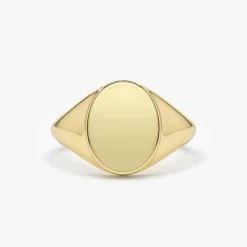14K Gold Engravable Oval Signet Ring