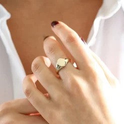 14K Gold Engravable Oval Signet Ring