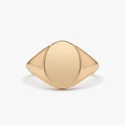 14K Gold Engravable Oval Signet Ring