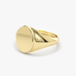 14K Gold Engravable Oval Signet Ring