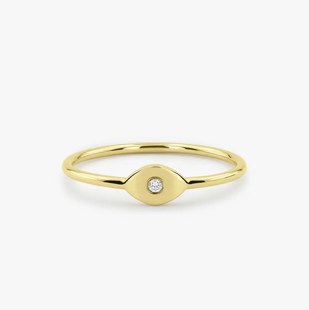 14K Gold Evil Eye Diamond Ring