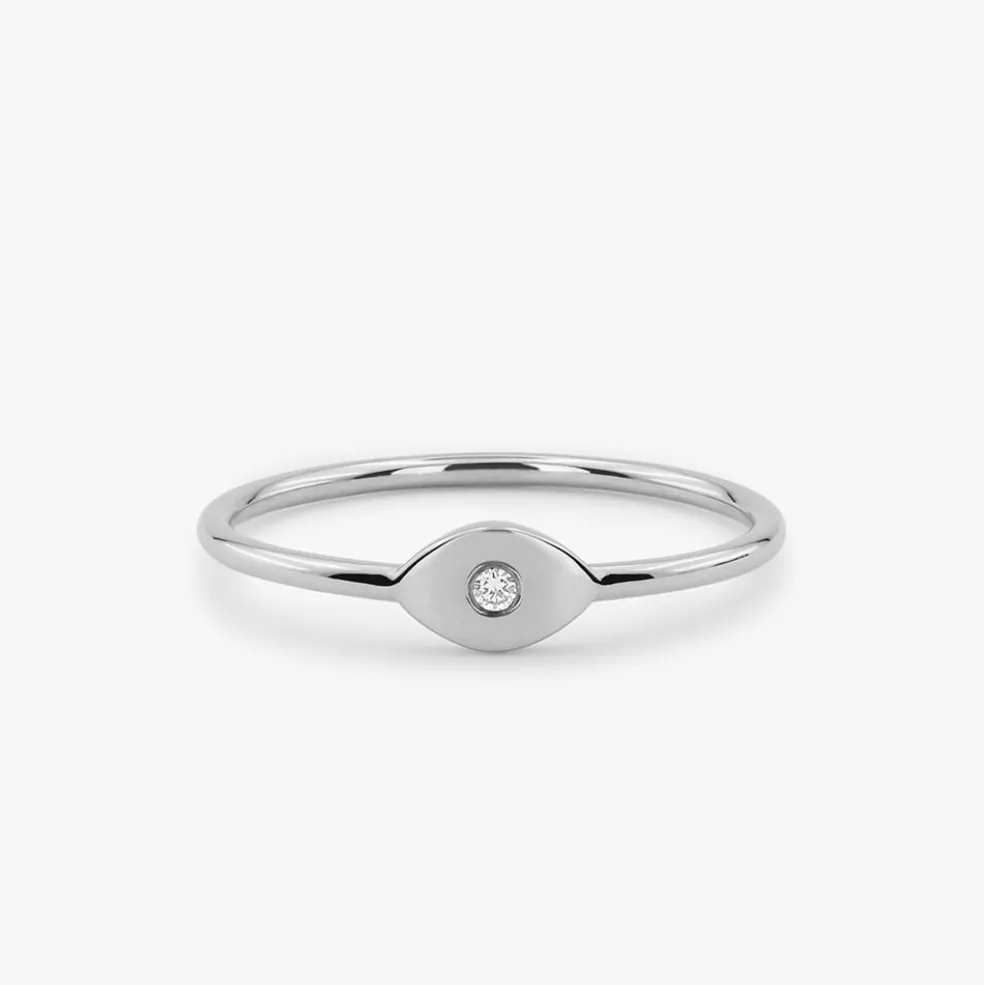 14K Gold Evil Eye Diamond Ring