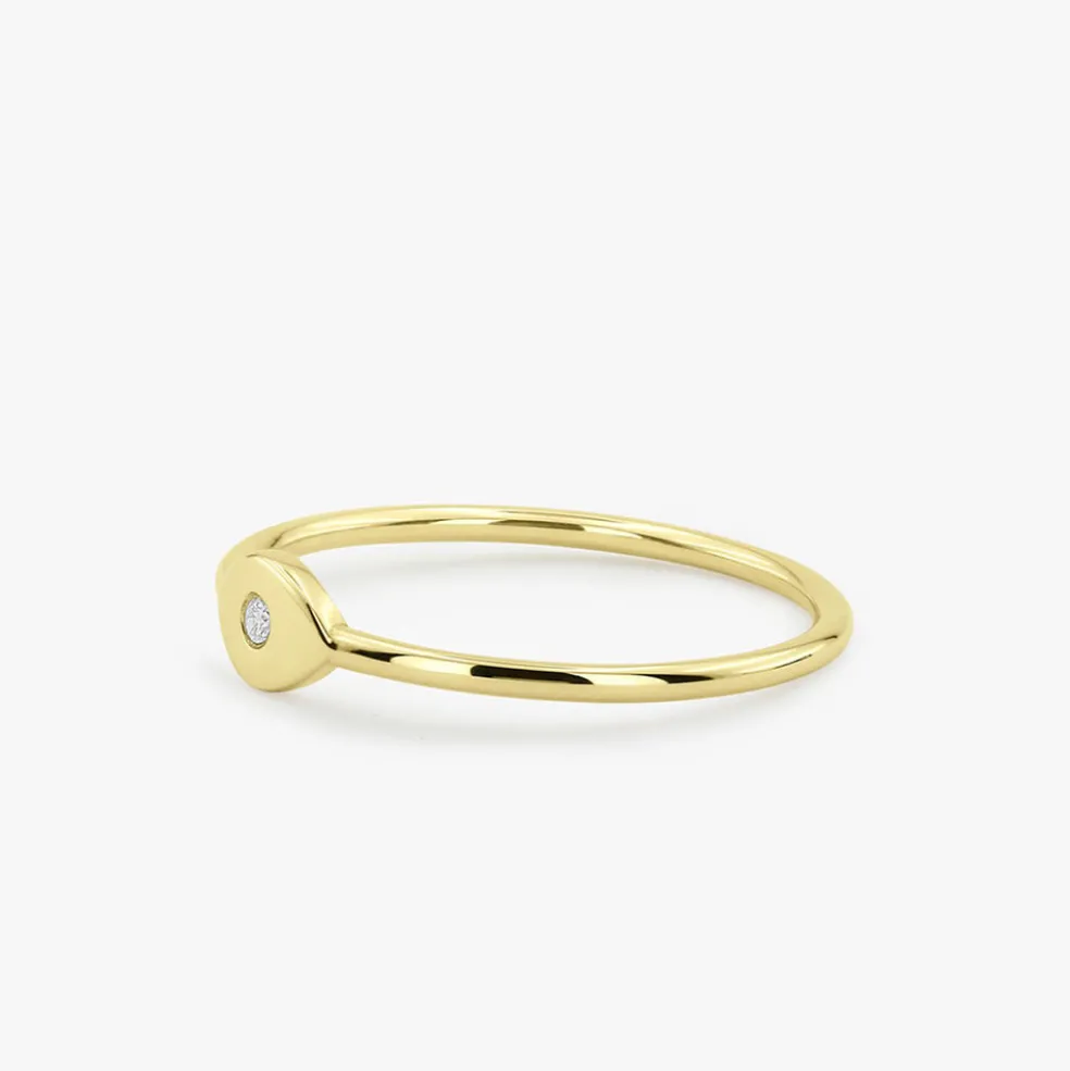 14K Gold Evil Eye Diamond Ring