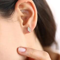14K Gold Evil Eye Diamond Studs