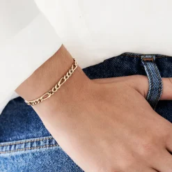 14k Gold Figaro Chain Bracelet