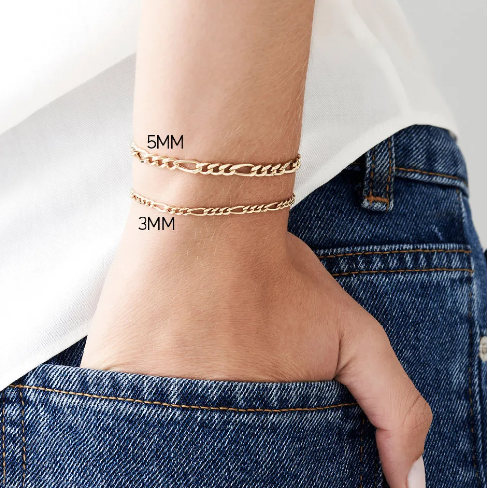 14k Gold Figaro Chain Bracelet