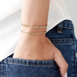 14k Gold Figaro Chain Bracelet