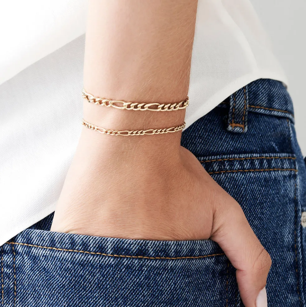 14k Gold Figaro Chain Bracelet