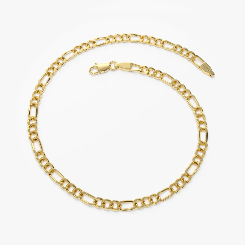 14k Gold Figaro Chain Bracelet