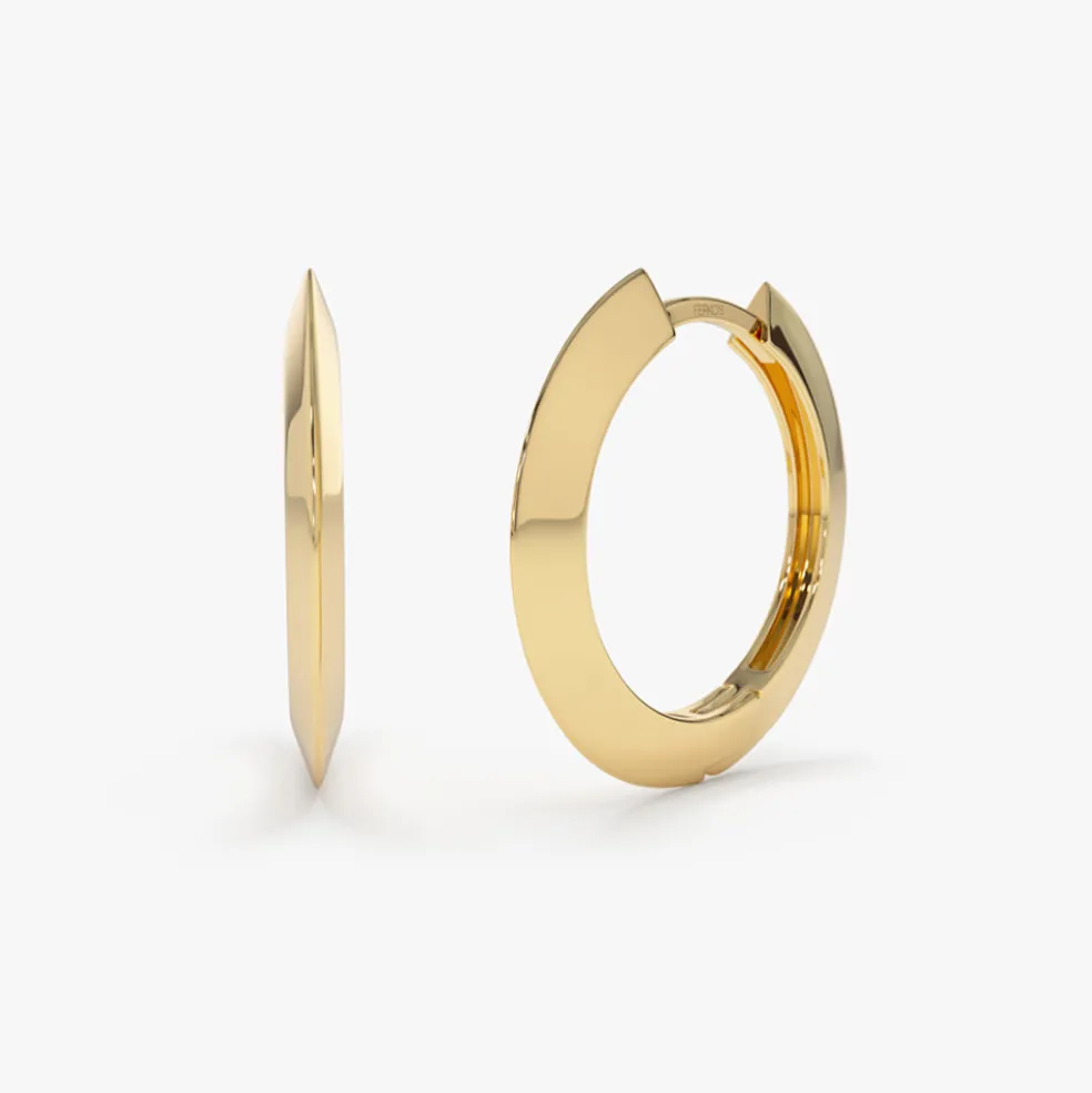 14k Gold Flat Hoop Earrings