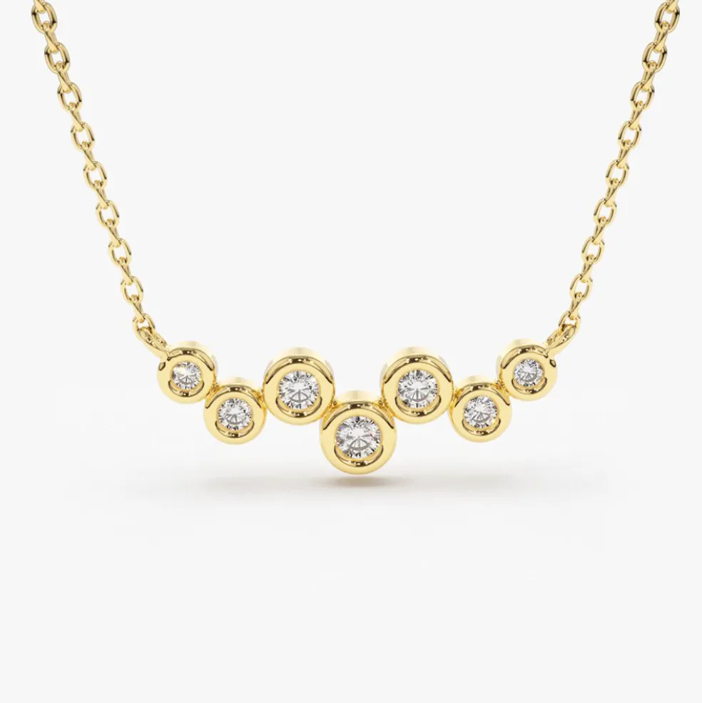 14K Gold Floating Diamond Bubble Necklace