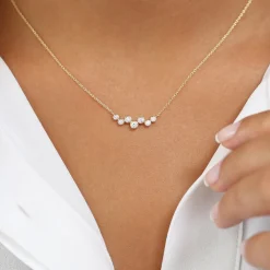 14K Gold Floating Diamond Bubble Necklace