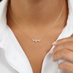 14K Gold Floating Diamond Bubble Necklace