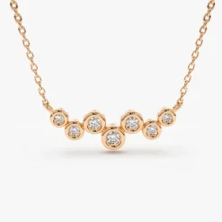 14K Gold Floating Diamond Bubble Necklace