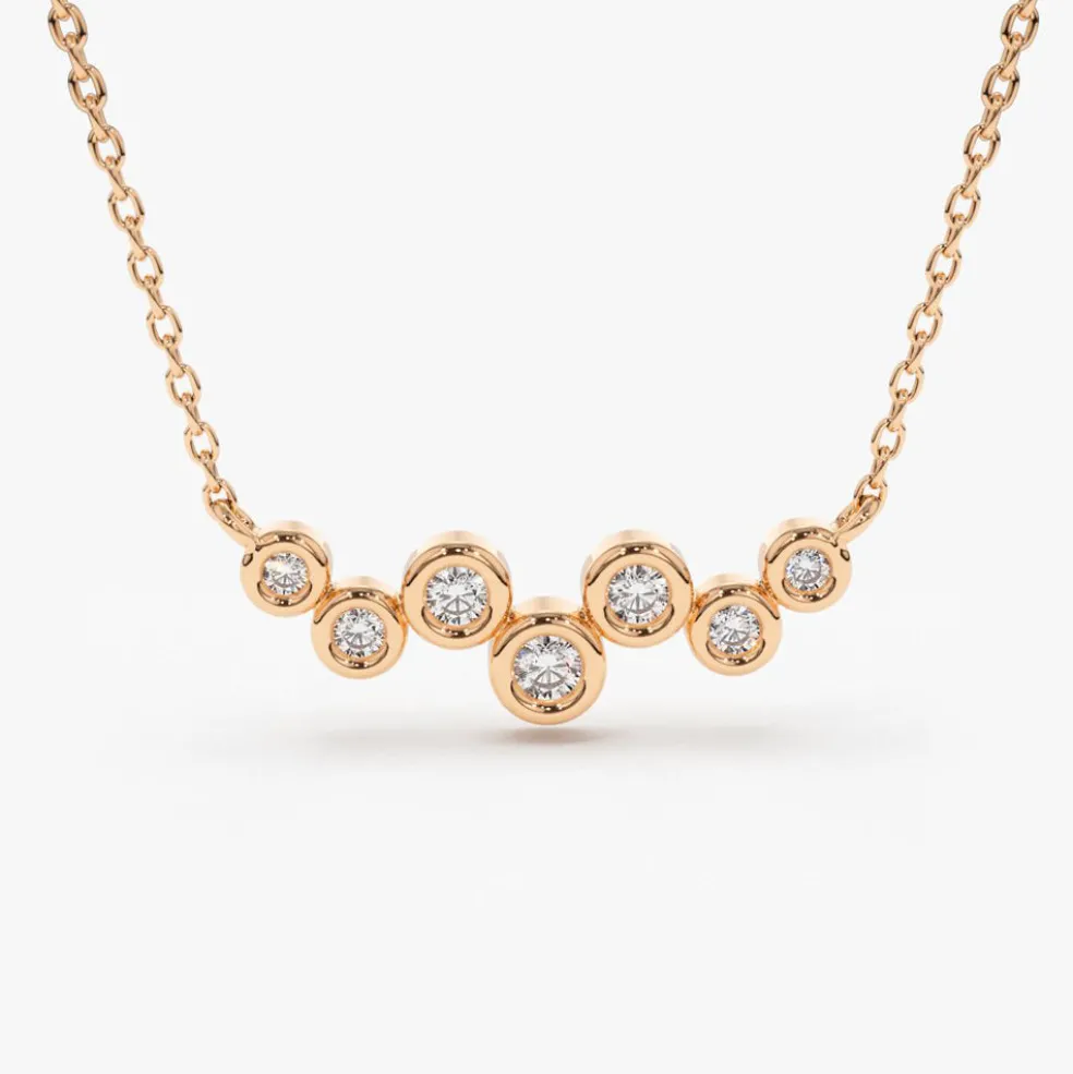 14K Gold Floating Diamond Bubble Necklace