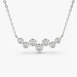 14K Gold Floating Diamond Bubble Necklace