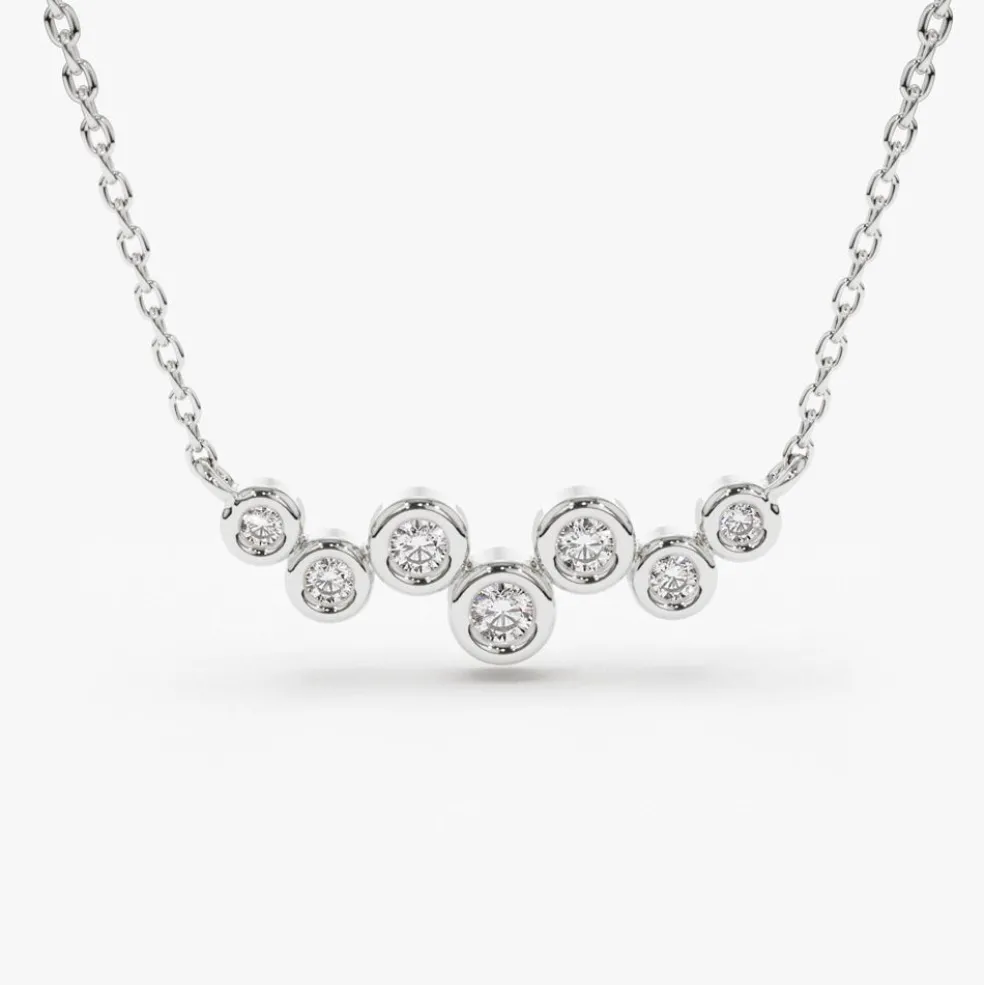 14K Gold Floating Diamond Bubble Necklace